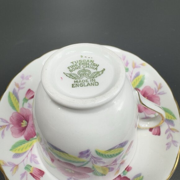 Tuscan Fine English Bone China Porcelain Small Teacup And Saucer Set England VTG - Picture 7 of 12